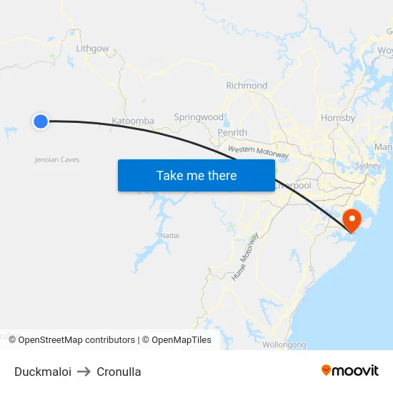 Duckmaloi to Cronulla map