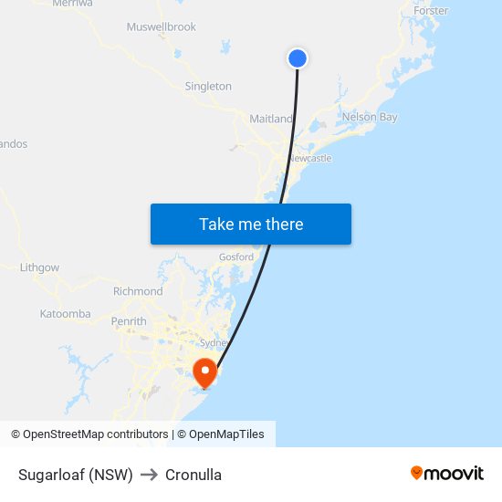 Sugarloaf (NSW) to Cronulla map
