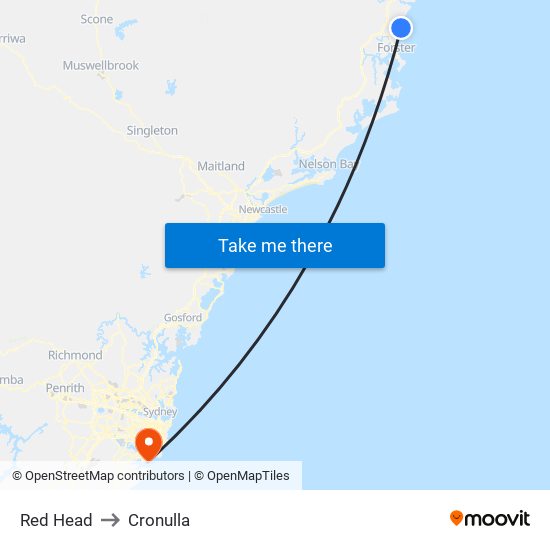 Red Head to Cronulla map