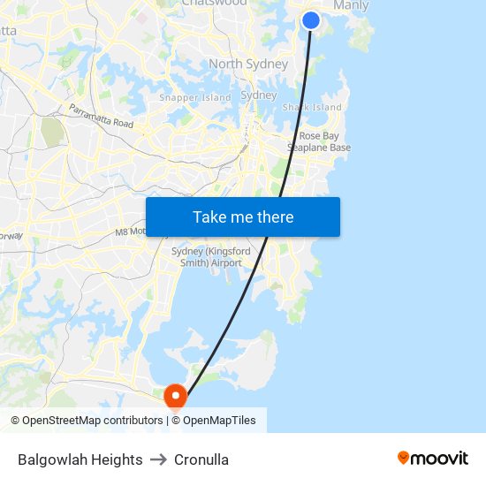 Balgowlah Heights to Cronulla map