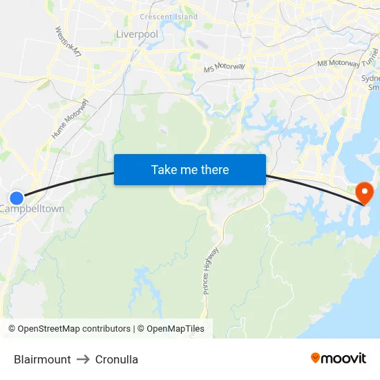 Blairmount to Cronulla map