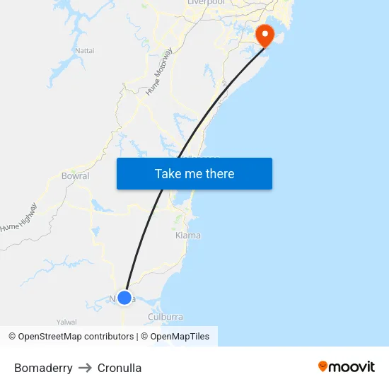 Bomaderry to Cronulla map