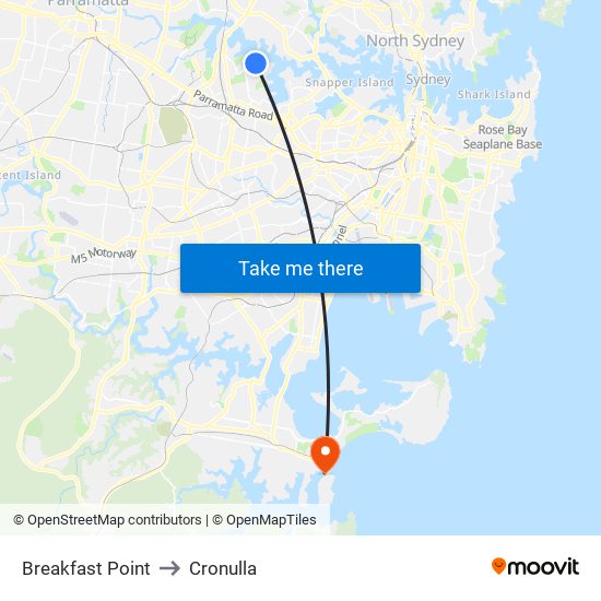 Breakfast Point to Cronulla map