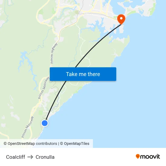 Coalcliff to Cronulla map