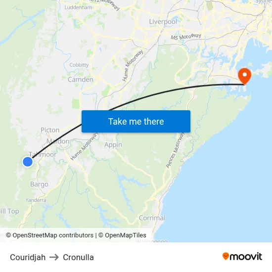 Couridjah to Cronulla map