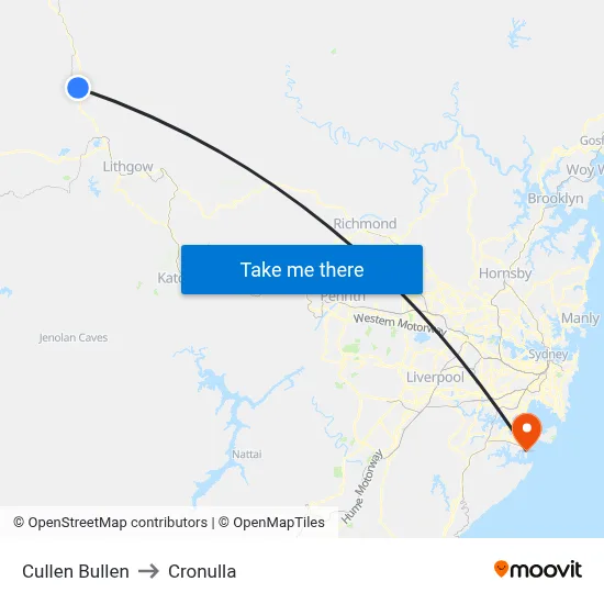 Cullen Bullen to Cronulla map