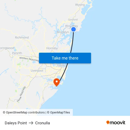 Daleys Point to Cronulla map