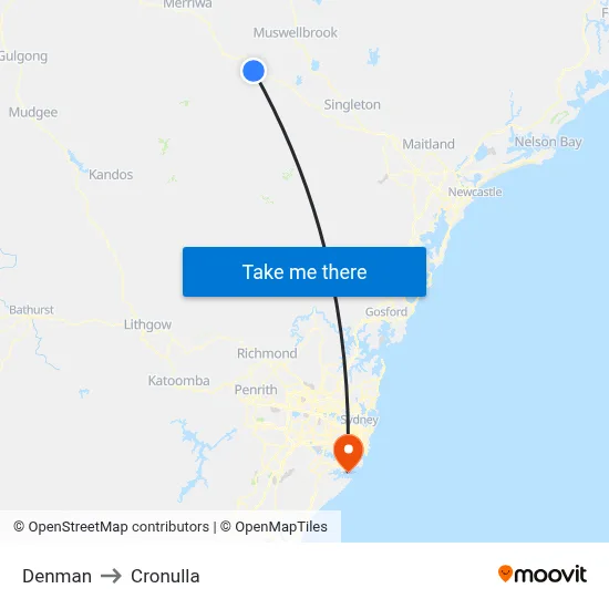 Denman to Cronulla map