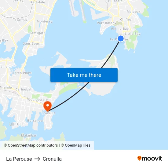 La Perouse to Cronulla map