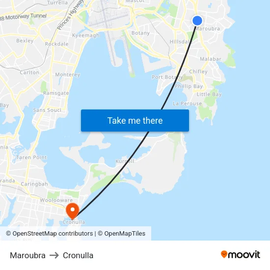 Maroubra to Cronulla map