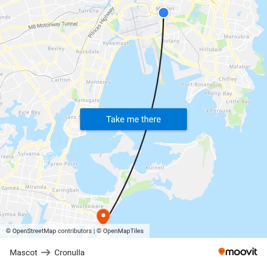 Mascot to Cronulla map