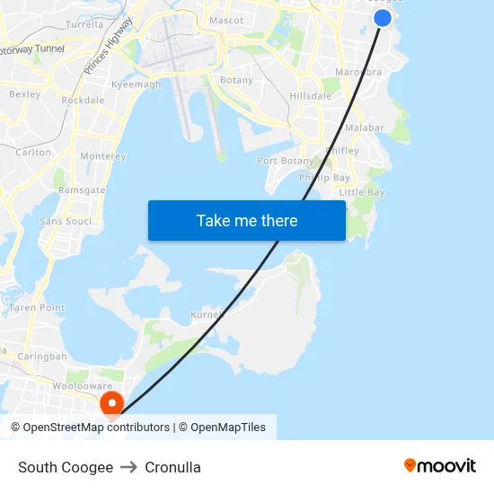 South Coogee to Cronulla map