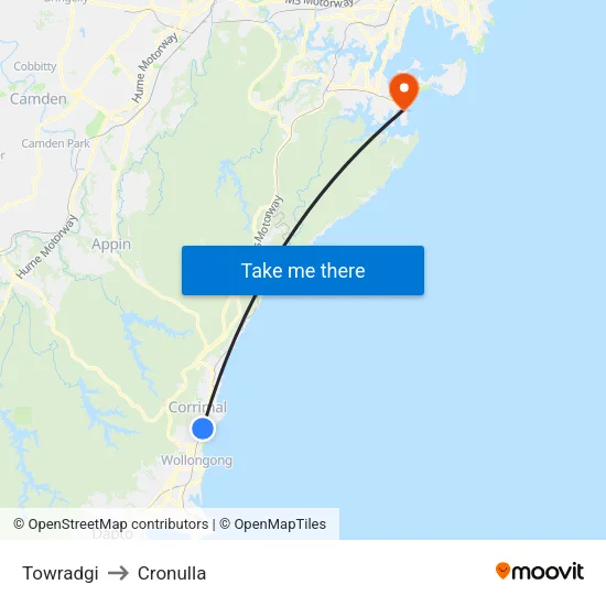 Towradgi to Cronulla map