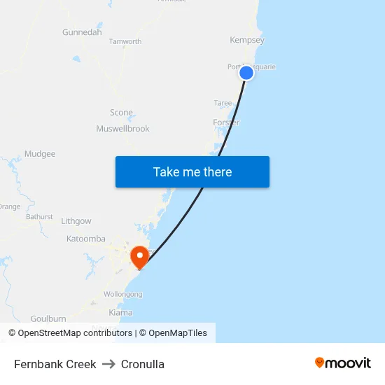 Fernbank Creek to Cronulla map