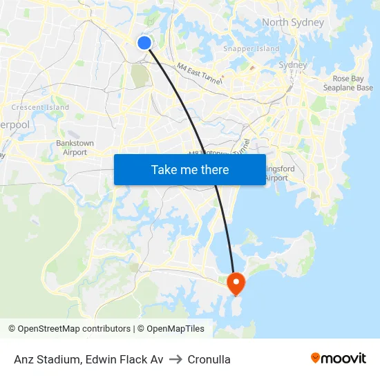 Anz Stadium, Edwin Flack Av to Cronulla map