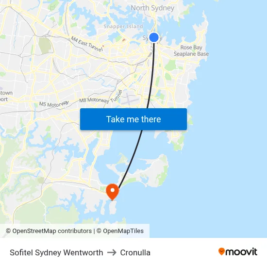 Sofitel Sydney Wentworth to Cronulla map