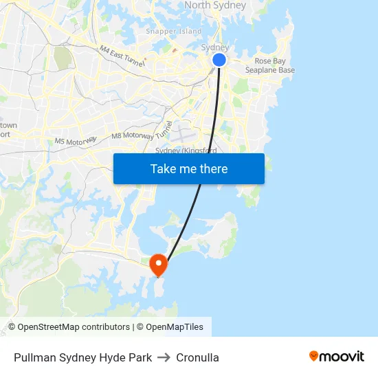 Pullman Sydney Hyde Park to Cronulla map