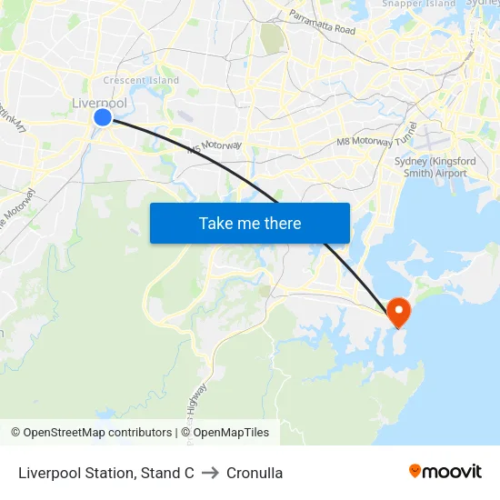 Liverpool Station, Stand C to Cronulla map