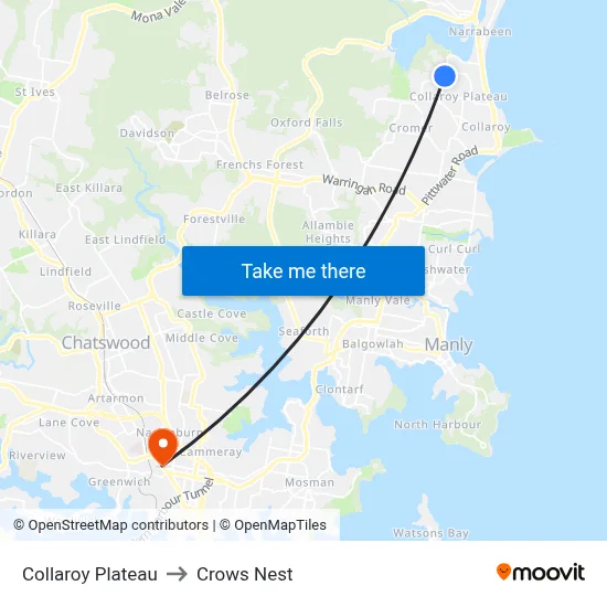 Collaroy Plateau to Crows Nest map