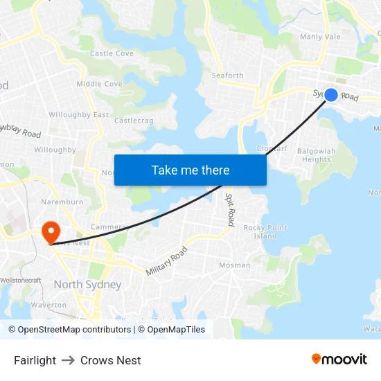 Fairlight to Crows Nest map