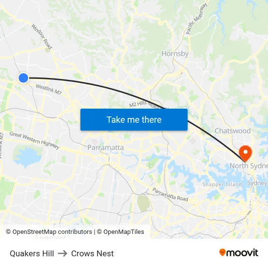 Quakers Hill to Crows Nest map