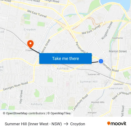 Summer Hill (Inner West - NSW) to Croydon map