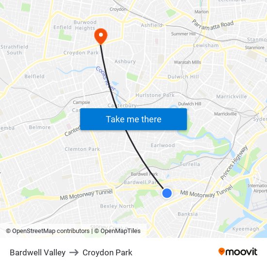 Bardwell Valley to Croydon Park map