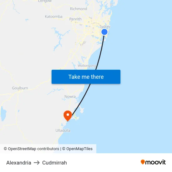 Alexandria to Cudmirrah map