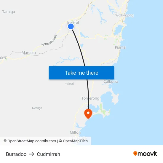 Burradoo to Cudmirrah map