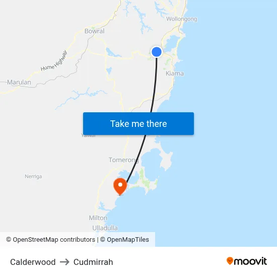 Calderwood to Cudmirrah map