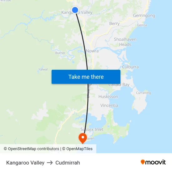 Kangaroo Valley to Cudmirrah map