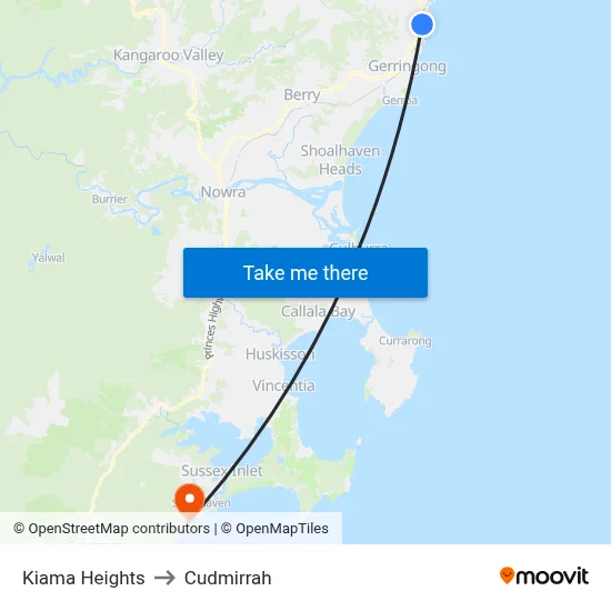 Kiama Heights to Cudmirrah map