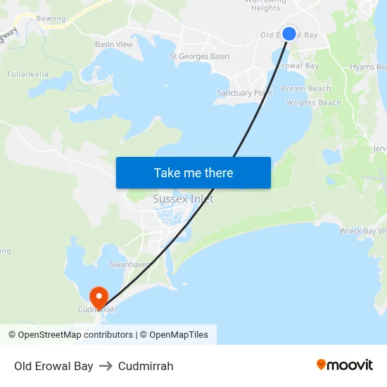 Old Erowal Bay to Cudmirrah map