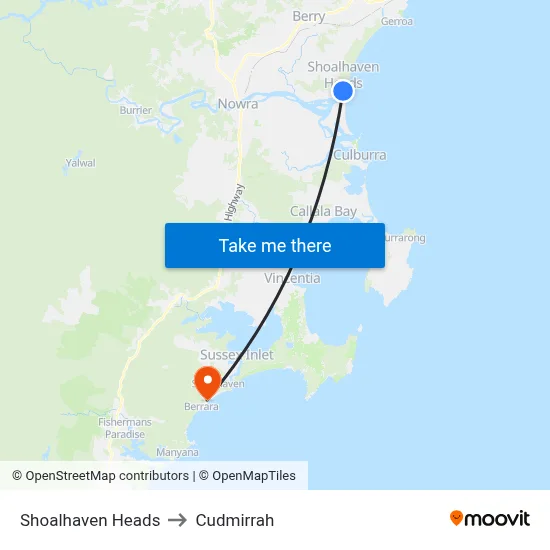 Shoalhaven Heads to Cudmirrah map