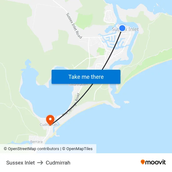 Sussex Inlet to Cudmirrah map