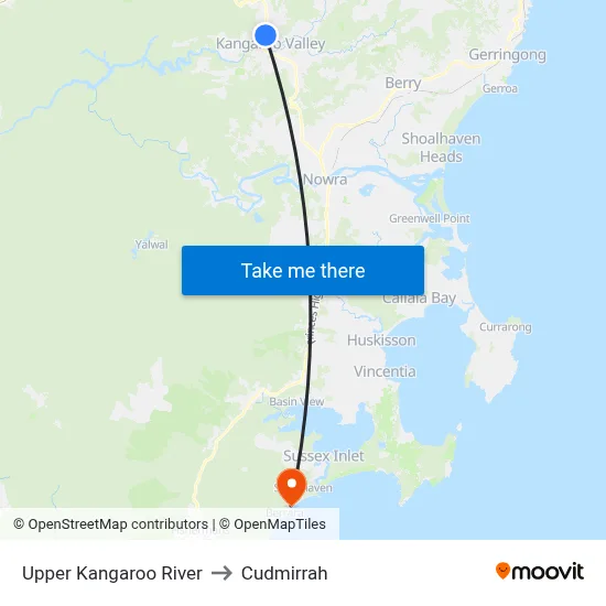 Upper Kangaroo River to Cudmirrah map