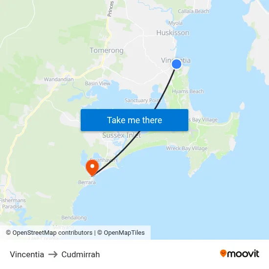 Vincentia to Cudmirrah map