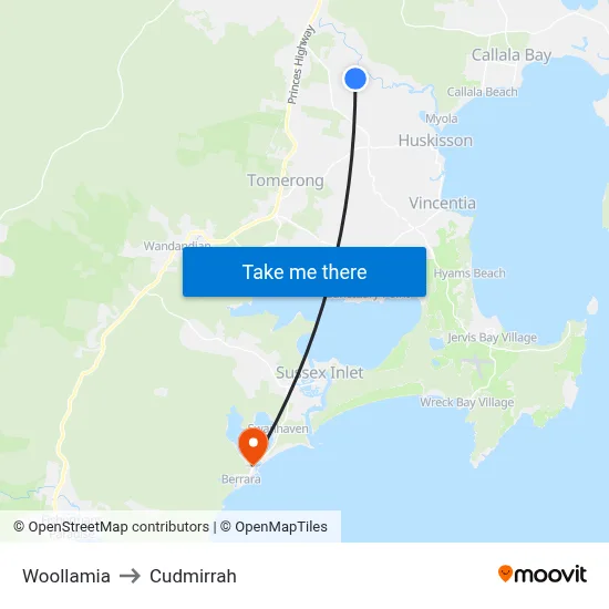 Woollamia to Cudmirrah map