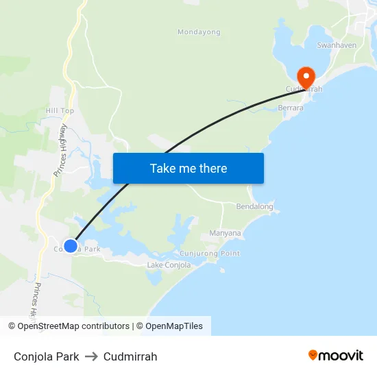 Conjola Park to Cudmirrah map