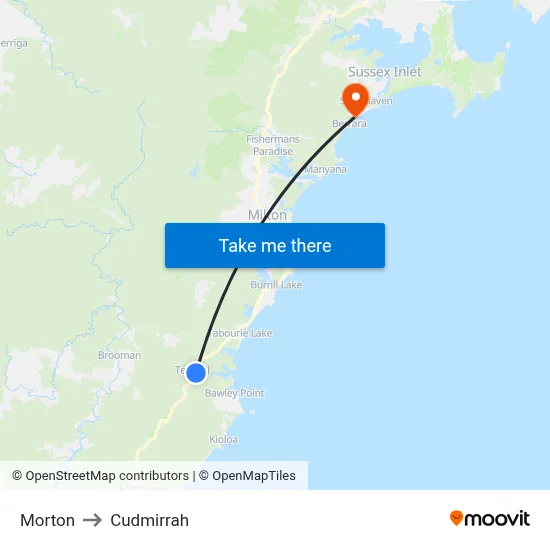 Morton to Cudmirrah map