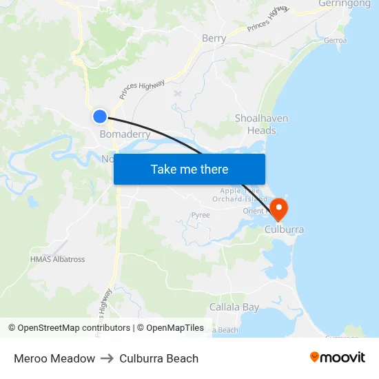 Meroo Meadow to Culburra Beach map