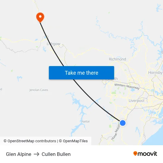Glen Alpine to Cullen Bullen map