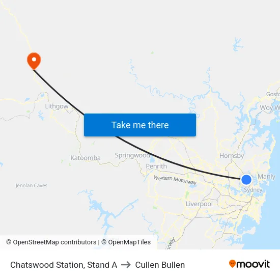 Chatswood Station, Stand A to Cullen Bullen map
