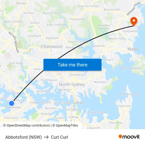 Abbotsford (NSW) to Curl Curl map