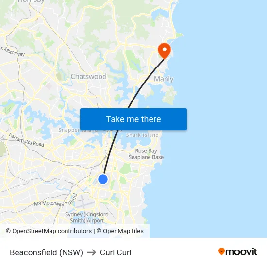 Beaconsfield (NSW) to Curl Curl map
