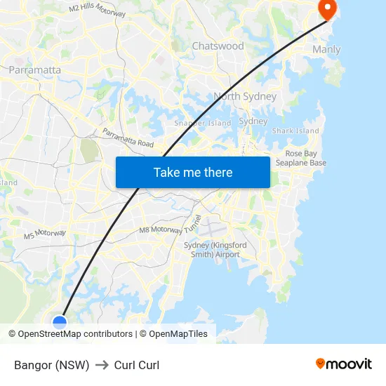 Bangor (NSW) to Curl Curl map