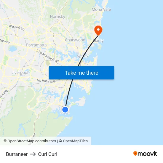 Burraneer to Curl Curl map