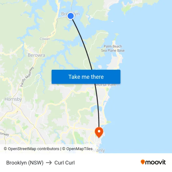 Brooklyn (NSW) to Curl Curl map