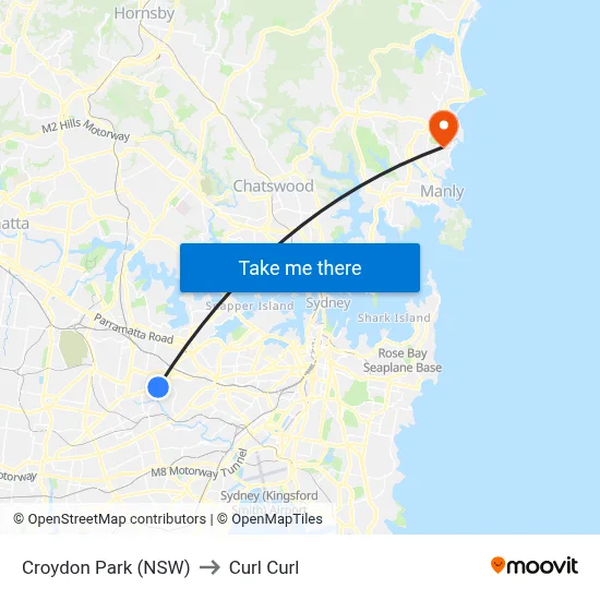 Croydon Park (NSW) to Curl Curl map