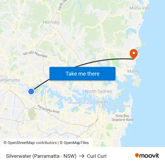 Silverwater (Parramatta - NSW) to Curl Curl map